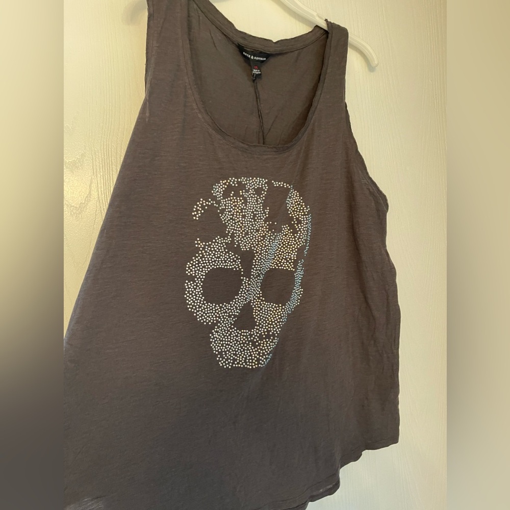 Rock & Republic rhinestone skull tank top 1X